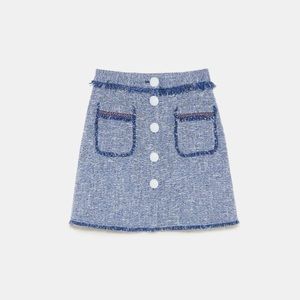 Zara blue tweed skirt xs